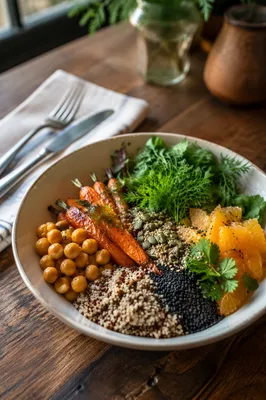 Healthy Buddha Bowl with Grains and Vegetables