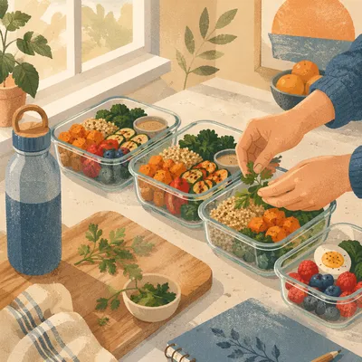 Healthy Meal Prep Containers in Bright Kitchen