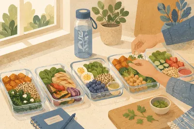 Colorful Healthy Meal Prep in Kitchen