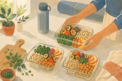 Healthy Meal Prep Containers in Bright Kitchen
