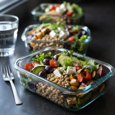 Healthy Meal Prep Containers on Kitchen Counter