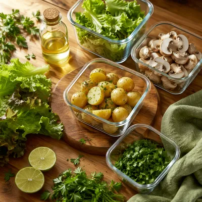 Healthy Meal Prep Containers in Bright Kitchen