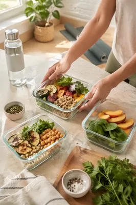Healthy Meal Prep Containers in Bright Kitchen