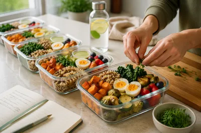 Healthy Meal Prep Containers in Bright Kitchen