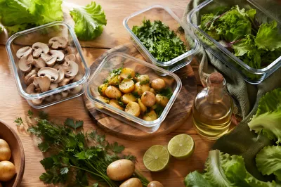 Healthy Meal Prep Containers in Bright Kitchen
