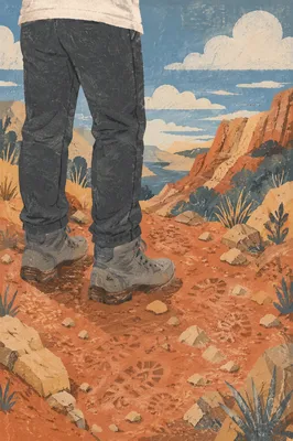 Hiking Boots on Sunlit Mountain Trail