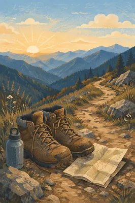 Hiking Boots at Sunrise Mountain Overlook