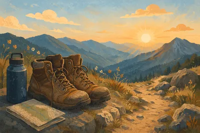 Hiking Boots on Sunrise Mountain Trail