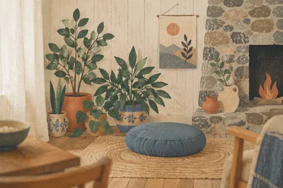 Cozy Indoor Plant Meditation Corner