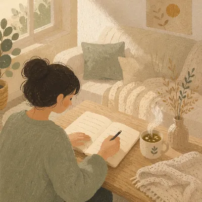 Quiet Morning Journal Reflection with Herbal Tea