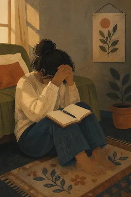 Quiet Journal Reflection in Warm Window Light