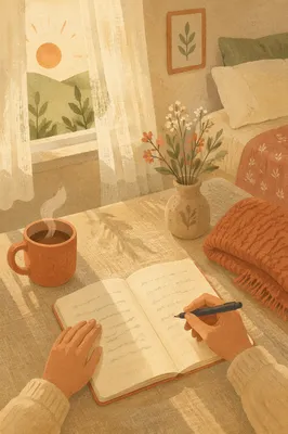 Quiet Morning Journal Reflection by Window