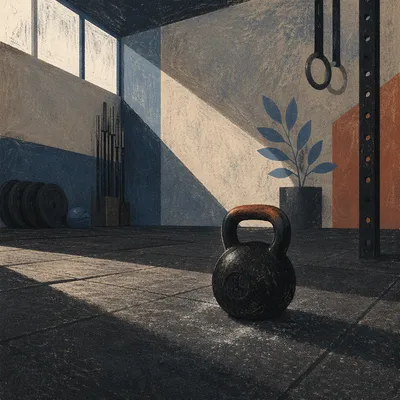 Dramatic Kettlebell in Quiet Training Studio