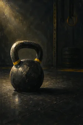 Dramatic Kettlebell on Gritty Gym Floor