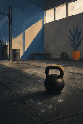 Dramatic Kettlebell on Quiet Gym Floor