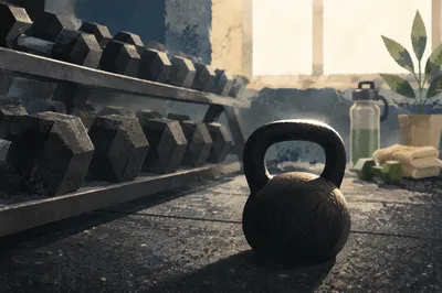 Dramatic Kettlebell on Gym Floor