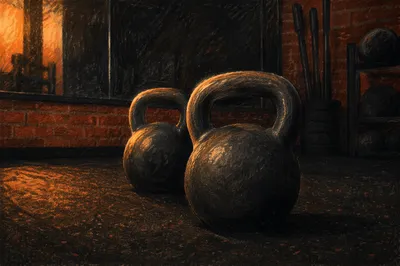 Dramatic Kettlebells on Gym Floor