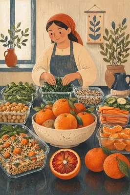 Organized Healthy Meal Prep with Fresh Citrus