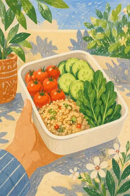 Healthy Meal Prep Container in Garden Light