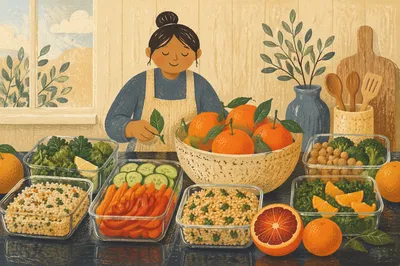 Organized Healthy Meal Prep with Citrus