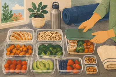 Organized Healthy Meal Prep on Kitchen Counter