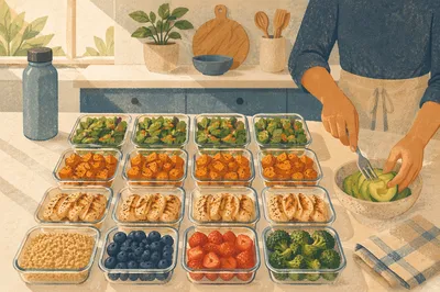 Organized Healthy Meal Prep Kitchen Scene