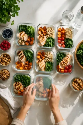 Healthy Meal Prep Containers on Kitchen Counter