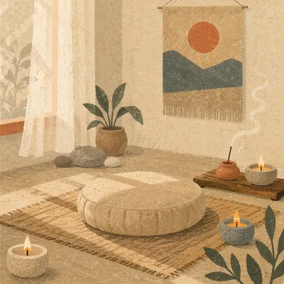 Serene Zen Meditation Corner with Candles