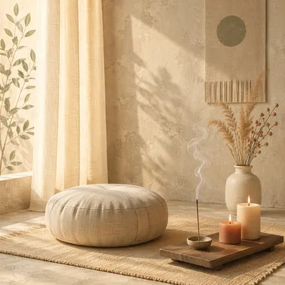 Serene Zen Meditation Corner with Candles