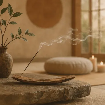 Serene Incense in Zen Meditation Room