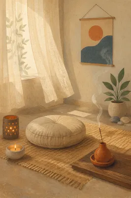 Serene Zen Meditation Corner with Candles