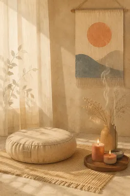 Serene Zen Meditation Corner with Candles