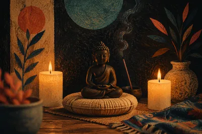 Serene Candlelit Zen Meditation Corner