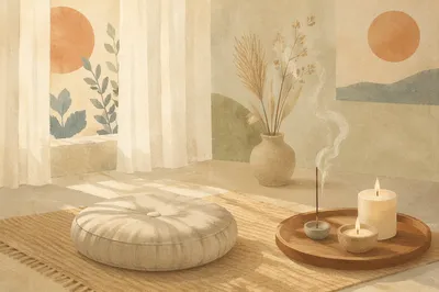Serene Zen Meditation Corner with Candles