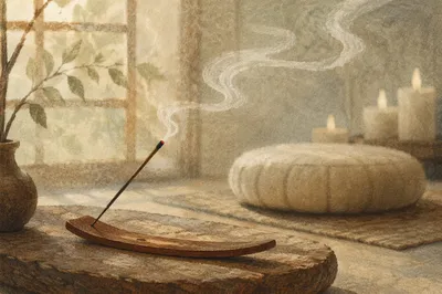 Serene Incense in Zen Meditation Room