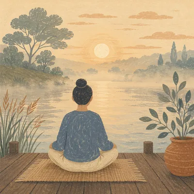 Peaceful Lakeside Meditation at Sunrise