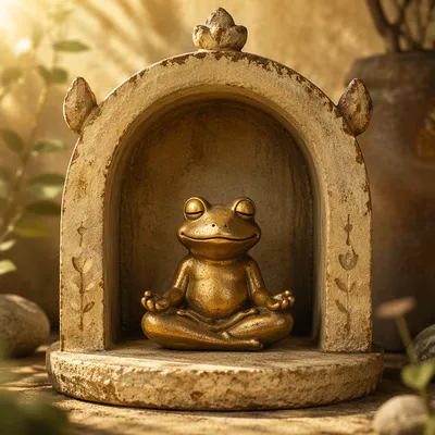 Peaceful Cross Legged Meditation Frog Figurine
