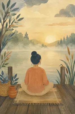 Peaceful Cross Legged Meditation by Lake
