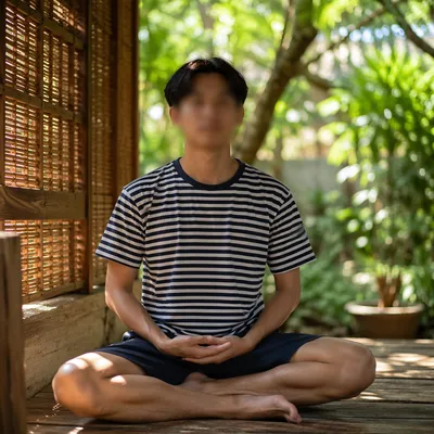 Peaceful Cross-Legged Meditation in Garden Light