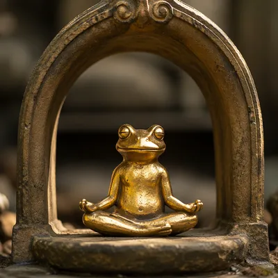 Peaceful Golden Frog Meditation Under Arch