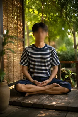 Peaceful Cross-Legged Meditation in Garden Light