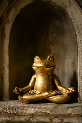 Golden Frog Figurine in Peaceful Meditation