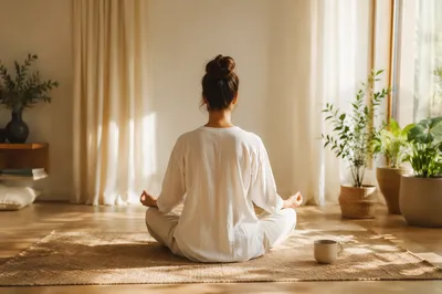 Peaceful Cross Legged Morning Meditation Scene