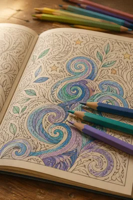 Mindfulness Coloring Book with Colored Pencils