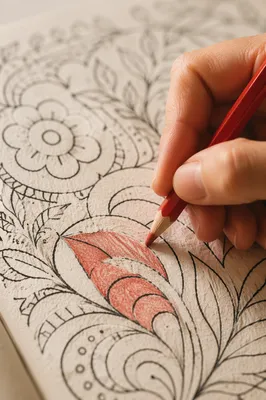 Mindful Coloring With Red Pencil