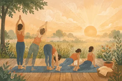 Outdoor Morning Sun Salutation at Sunrise