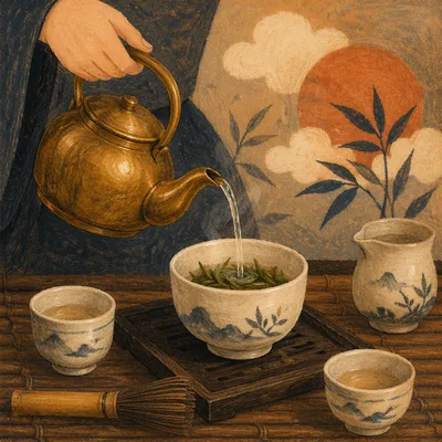 Zen Organic Tea Ceremony with Ceramic Cups