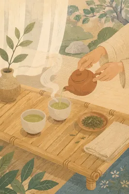 Serene Organic Tea Ceremony with Ceramic Cups
