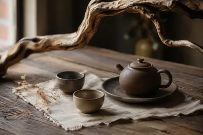 Rustic Zen Tea Ceremony Still Life