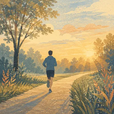 Sunrise Runner on Quiet Outdoor Path